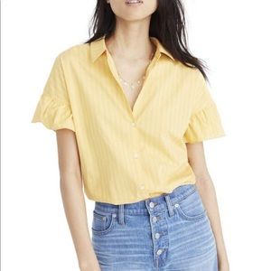 MADEWELL Central Stripe Ruffle Sleeve Shirt